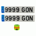 2 MATRÍCULAS COCHE LARGA ACRÍLICA 52X11  + LUZ EMERGENCIA V16